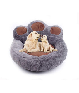 Cqlxz Pug Dog Bed, Dog Shaped Paw Fluffy Plush Cushion Basket Sofa Bed Cute For Small Dog Puppy Cat,Gray,L