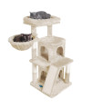 Hey-brother Multi-Level Cat Tree Condo Furniture with Sisal-Covered Scratching Posts for Kittens, Cats and Pets Beige MPJ004M