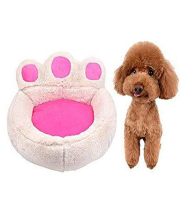 Cqlxz Pug Dog Bed, Dog Shaped Paw Fluffy Plush Cushion Basket Sofa Bed Cute For Small Dog Puppy Cat,White,M