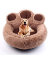 Cqlxz Pug Dog Bed, Dog Shaped Paw Fluffy Plush Cushion Basket Sofa Bed Cute For Small Dog Puppy Cat,Brown,L