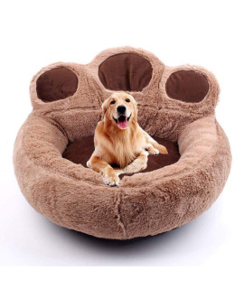 Cqlxz Pug Dog Bed, Dog Shaped Paw Fluffy Plush Cushion Basket Sofa Bed Cute For Small Dog Puppy Cat,Brown,M
