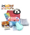 9 in 1 Puppy Complete Whelping Pet Supply Nursing Kit for Newborn Dogs Cats Record Charts 12 Color ID Collars Underpad Coral Fleece Blanket Absorbent Towel Feeding Bottle Bowl Wipes All in One Set