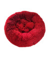 Round Dog Bed,Fluffy Donut Cuddler Sofa Plush for Small Medium Large Dogs Cats (L, Red)