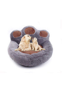 Cqlxz Pug Dog Bed, Dog Shaped Paw Fluffy Plush Cushion Basket Sofa Bed Cute For Small Dog Puppy Cat,Gray,M