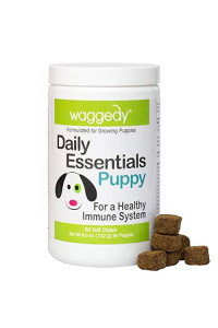 Waggedy Puppy Vitamin chews -60 chewy Multivitamins, Full Spectrum Functional Treats, Large or Small Breed Puppy Supplement: Joint, Digestion, Immune System, Eyes coat 46 oz USA, Time Released