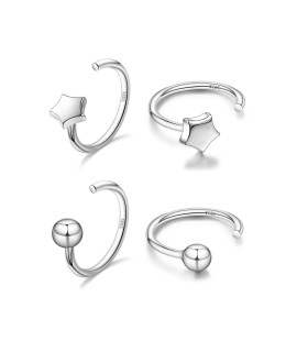 Half Hoop Earrings 925 Sterling Silver Ball Huggie Hoop Earrings Small Huggy earrings for women