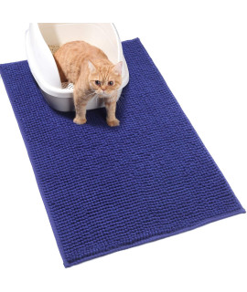 Vivaglory Cat Litter Box Mat, 31A 20 Large Super Soft Microfiber Kitty Litter Mat With Waterproof Back, Best Scatter Control, Machine Washable, Navy Blue