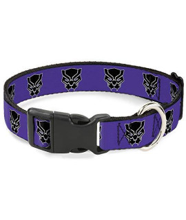 Cat Collar Breakaway Black Panther Avengers Icon Purple White Black 8 to 12 Inches 0.5 Inch Wide