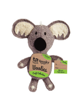 Spunky Pup Woolies Dog Toy | Squeaky Plush Toy | Made with Double Stitched Wool | Koala