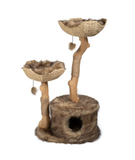MAU Modern cat Tree Tower for Large cats, Real Branch Luxury cat condo, Wood cat Tower, cat Scratching Tree, cat condo, cat Lover gift, Luxury cat, cat gifts by Mau Lifestyle
