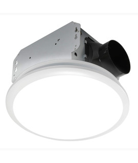 Homewerks 7141-50 Bathroom Fan Integrated LED Light ceiling Mount Exhaust Ventilation 07 Sones 50 cFM, White