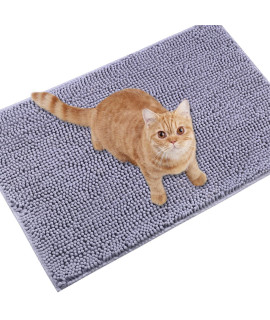 Vivaglory Cat Litter Mat Litter Trapping, 35A 25 Cat Litter Rug With Waterproof Back, Super Soft For Cats Paws, Machine Washable, Grey