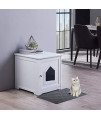 unipaws Cat Litter Box Enclosure with Mat, Privacy Cat Washroom, Litter Box Hidden, Pet Crate with Sturdy Wooden Structure, Cat House Nightstand (White-1)