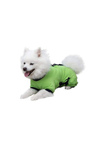 Tulane's Closet Cover Me by Tui Adjustable Fit Recovery Shirt for Pets Medical Pet Garment Large Adjustable Fit Step-Into Long Sleeve, Apple Green/Navy Blue (L-AJ-SI-LS-GN)