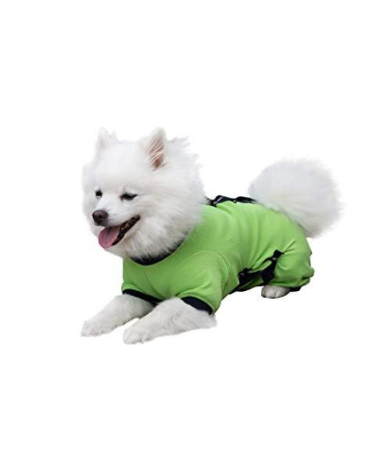 Tulane's Closet Cover Me by Tui Adjustable Fit Recovery Shirt for Pets Medical Pet Garment Large Adjustable Fit Step-Into Long Sleeve, Apple Green/Navy Blue (L-AJ-SI-LS-GN)