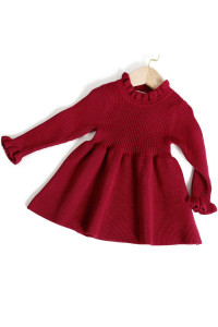 Simplee kids Little girls Long Sleeve girl Dresses and Rompers Ribbed Knit Sweater Dress Red for 4T