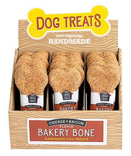 Cosmo's Snack Shack Bakery Bone Cheese & Bacon Treats for Dogs - 100% Natural, Handmade Dog Bones - Box of 24 (Cheese & Bacon)