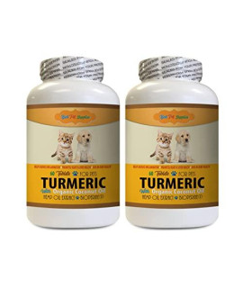 cat Skin Health - Turmeric with Coconut and Hemp Oil for Dogs and Cats - Natural Treats - Anxiety Relief - Joint Health - Coconut Oil for Cats Fleas - 120 Treats (2 Bottles)