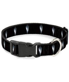 Buckle Down Cat Collar Breakaway Black Panther Tooth Necklace Black Silvers 8 to 12 Inches 0.5 Inch Wide