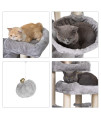 Hey-brother 37.8 inches Medium-Size Cat Tree for 3 Cats Use with Luxury Condo, Cat Tower with 2 Padded Plush Perches and 2 Cozy Baskets, Light Gray MPJ006W