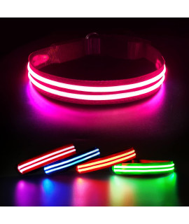 PcEoTllar Lighted Dog collars for Night, Light Up Dog collar Rechargeable Water-Resistant Flashing LED Dog collars Safety glow in The Dark Dog collars Light for Large Small Medium Dogs