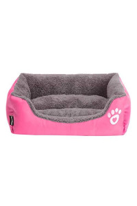 Dog Bed, Pet Sofa Lounger Bed, Reversible Rectangle Cat Crate Cage Kennel House Bed with Dog Paw Printing for Small, Medium, Large Dogs & Pets - Couch Extra Large Dog Beds with Pillow (XL, Hot Pink)