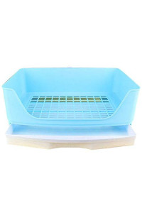 SODIAL Large Rabbit Litter Box with Drawer, Corner Toilet Box with Grate Potty Trainer, Bigger Pet Pan for Adult Guinea Pigs, Chinchilla, Ferret, Galesaur, Small Animals