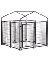 Large Dog Kennel Outdoor, Extra Large Dog Crate Metal Welded Pet Cage Heavy Duty Playpen with UV Protection Waterproof Dog Kennel Cover, Keeps Pet Cool, Warm, Dry, Comfortable - 4.4'H x 4'L x 4'W