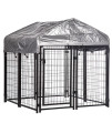 Large Dog Kennel Outdoor, Extra Large Dog Crate Metal Welded Pet Cage Heavy Duty Playpen with UV Protection Waterproof Dog Kennel Cover, Keeps Pet Cool, Warm, Dry, Comfortable - 4.4'H x 4'L x 4'W