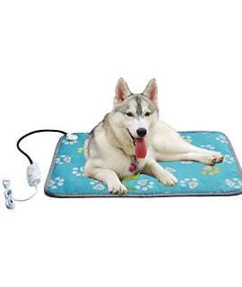 EACHON Heating Pad for Dogs Cats Electric Heated Pet Beds Warming Pet Mats Adjustable Safety Waterproof Chew Resistant Steel Cord wifh Free pet Comb (L Blue)