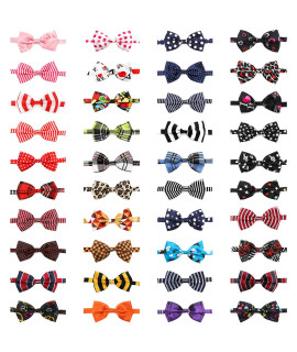 Dog Bow Ties, 40 Pcs Segarty Pet Neck Bows, Bulk Pet Bowties With Adjustable Collar, Grooming Bowknot For Christmas Birthday Holiday Valentine Party Dog Photography Accessories Gift For Puppy Dogs Cat