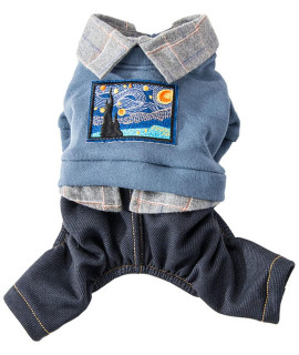 Dog costume clothes, cute Denim Overalls for Small Medium Pets, Boy girl Dogs coats Jeans T-Shirts Sweatshirts