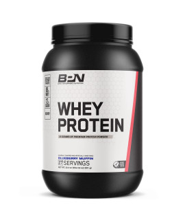 BARE PERFORMANcE NUTRITION Whey Protein Powder, Meal Replacement, 25g of Protein, Excellent Taste Low carbohydrates, 88 Whey Protein 12 casein Protein (27 Servings, Blueberry Muffin)