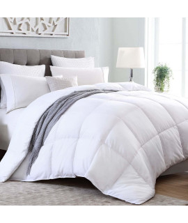 Kingsley trend Oversized Queen comforter Duvet Insert - All Season Quilted Ultra Soft Breathable Down Alternative Oversize Queen comforter, Box Stitch White comforter with corner Tabs, 96x92
