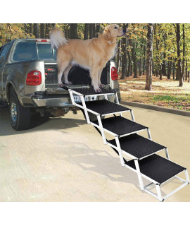 Upgraded Pet Dog Car Step Stairs for Cars and SUV, Folding Dog Ramp,Lightweight Portable Large Dog Ladder, Great for Cars,SUV,Trucks,Couch and High Bed,6 Steps