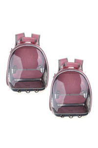 Serenable 2 x Pet Transparent Backpack Carrier, Cats and Puppies, Airline-Approved, Designed for Travel, Hiking, Walking & Outdoor Use (Pink)
