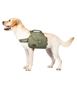 OneTigris Dog Pack Hound Travel camping Hiking Backpack Saddle Bag Rucksack for Medium Large Dog (Ranger green, Large)