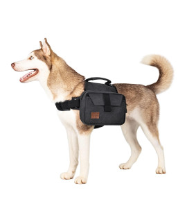 OneTigris Dog Pack Hound Travel camping Hiking Backpack Saddle Bag Rucksack for Medium Large Dog (Black, Large)