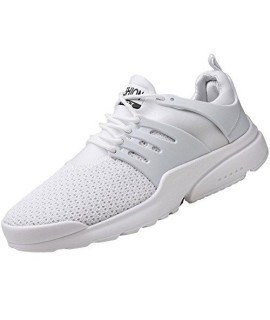 Frunalte Men's Fashion Lightweight Lace Up Casual Sneakers Beathable Athletic Mesh Running Shoes White