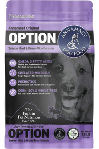 Annamaet Original Option Formula Dry Dog Food, 24% Protein (Salmon & Brown Rice), 25-lb Bag