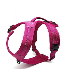 PetDesignz Truelove Large Fuchsia Heavy Duty Reflective No Pull Dog Harness - Soft Padded Adjustable Chest Strap and Shoulder Buckle