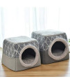 Balacoo Cat Bed Foldable Semi Closed Cat House Bed Pet Sofa Cushion for Dog Cat (Grey, Size XL)