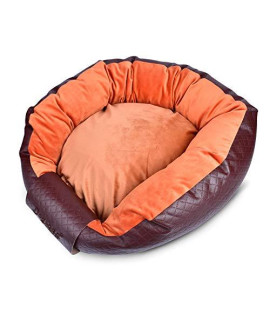 CtopoGo Pet Dog Bed Round Donut Pet Puppy Bed Lounge Sofa Removable Washable Leather Cover, Cushion for Dog/Puppy Ultra Soft (30"x30", Deep Orange)