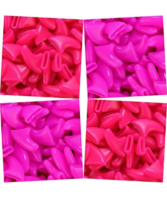 zetpo 80 pcs cat claw covers cat Nail caps with Adhesives and Applicators (S, Bright Pink, Rose)