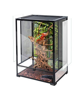 REPTI ZOO 24" x 18" x 36" Reptile Tall Glass Terrarium Rainforest Habitat Double Hinge Door with Screen Ventilation 67 Gallon Reptile Terrarium Easy Assembly