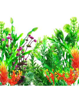 Artificial Aquarium Plants, OrgMemory Fish Tank Decorations, (29pcs, 12-30cm), Plastic Aquariums Plants