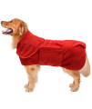 Dog Drying Coat Dressing Gown Towel Robe Pet Microfibre Super Absorbent Anxiety Relief Designed Puppy Fit For Xs Small Medium Large Dogs - Red - L