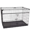 Lucky Dog Slyder Whisper Glide Sliding Door Dog Crate | 2nd Side Door Access | Patented Corner Stabilizers | Removable Tray | Rubber Feet | Carrying Handle (XL 48" x 30" x 33")