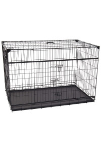 Lucky Dog Slyder Whisper Glide Sliding Door Dog Crate | 2nd Side Door Access | Patented Corner Stabilizers | Removable Tray | Rubber Feet | Carrying Handle (XL 48" x 30" x 33")