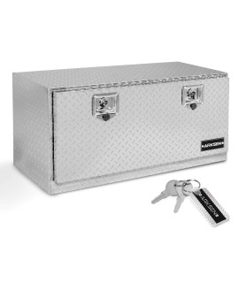 ARKSEN 36 Inch Heavy Duty Aluminum Diamond Plate Tool Underbody Box, Waterproof Square Truck Storage Organizer chest for Pick Up Truck Bed, RV Trailer with T-Handle Lock and Keys - Silver